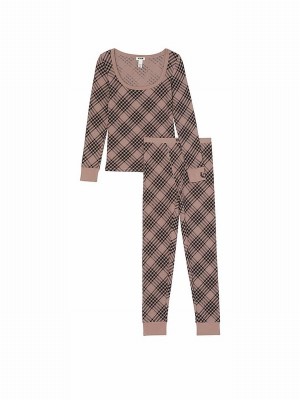Coffee / Brown Victoria Secret Iced Coffee Thermal Long Nightwear | OCJGV5210