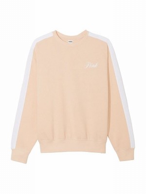 Cream Victoria Secret Canvas Cream Fleece Sweatshirts | YDTOU8042