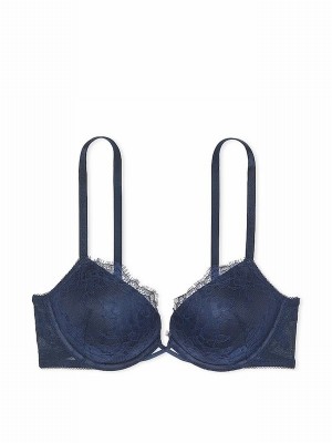 Dark Blue / Rose Victoria Secret TwiBombshell Add 2 Cups Push Up Lace Bras | JONRG7832