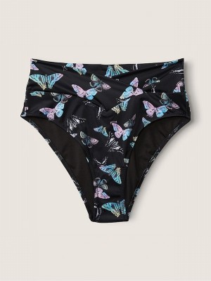 Dark Grey Victoria Secret Charcoal Butterfly Cross Over Bikini Bottom | OPLEY2751