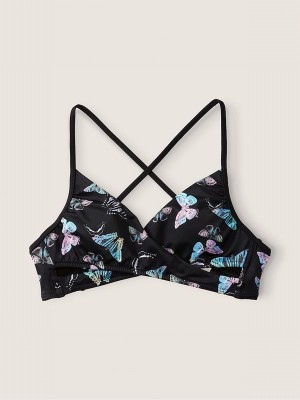 Dark Grey / Black Victoria Secret Charcoal Wrap Bikini Top | XEBNP6849