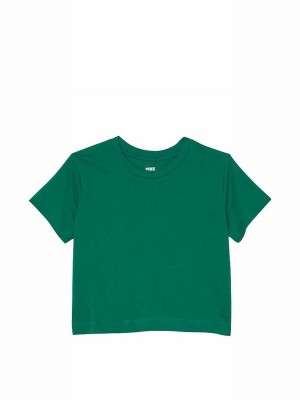 Dark Red / Green Victoria Secret Garnet Sleeve Shrunken T Shirts | WAZKU4209
