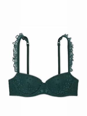 Deep Green Victoria Secret Forest Balcony Star Chaser Lace Bras | SIBVH7931