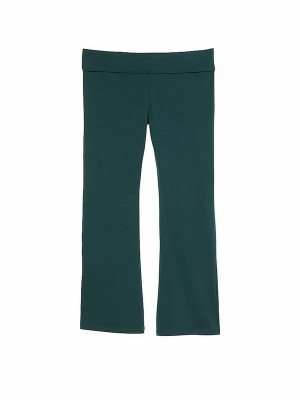 Deep Green Victoria Secret Forest Diamante Cotton Foldover Flare Leggings | QURCE9316