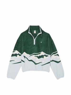 Deep Green Victoria Secret Forest Half Zip Fleece Sweatshirts | XIFBJ1409