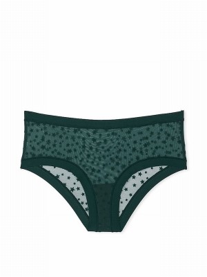 Deep Green Victoria Secret Forest Hipster No Show Star Mesh Underwear | CHJBK2804