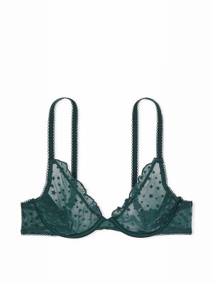 Deep Green Victoria Secret Forest Plunge Star Chaser Lace Unlined Bras | HOVUN7598