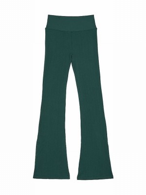 Deep Green Victoria Secret Forest Seamless Cable Knit High Waist Flare Leggings | LYUFK8654