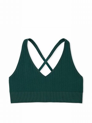 Deep Green Victoria Secret Forest Seamless Cable Knit Sports Bra | GVOHK4610