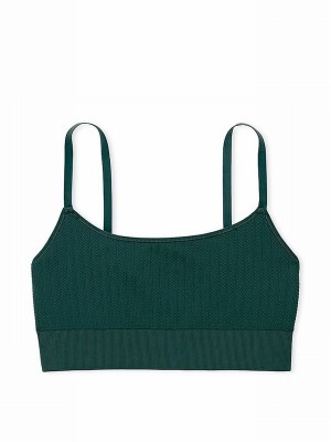 Deep Green Victoria Secret Forest Seamless Cable Knit Bras | PVXGL6485