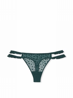 Deep Green Victoria Secret Forest Thong Star Chaser Lace Underwear | BLPKX6147