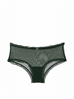 Green Victoria Secret Botanical Cheeky Dot Mesh Ruffled Underwear | AIZDL4635