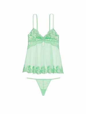 Green Victoria Secret Clueless Boho Floral Babydoll Lingerie | IJVDY5286