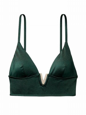 Green Victoria Secret Envious Plunge Triangle Bikini Top | JEYDI0527