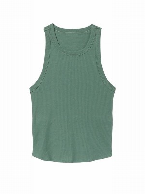 Green Victoria Secret Fresh Forest High Neck Shrunken Rib Tops | AYKPX9486