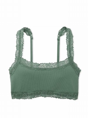 Green Victoria Secret Fresh Forest Lace Trim Rib Seamlesslette Bras | WVMTQ9670