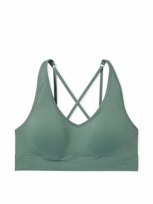 Green Victoria Secret Fresh Forest Non WiLightly Lined Seamless Air Medium Impact Sports Bra | LXURN3972