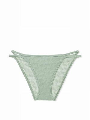Green Victoria Secret Iceberg Cheeky Flocked Mesh Strappy Underwear | MOSEP6359