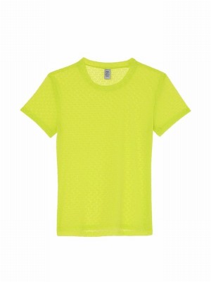 Green Victoria Secret LimeVSX Logo Mesh T Shirts | IEATK1405