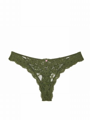 Green Victoria Secret Woodland Lace Thong Underwear | CKTHL0532