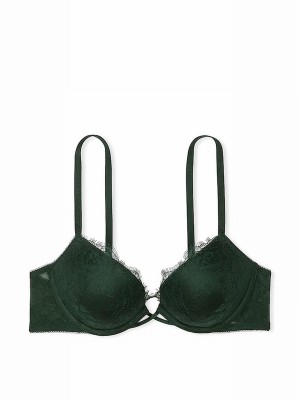 Green / Rose Victoria Secret Botanical Bombshell Add 2 Cups Push Up Lace Bras | YMURF3841