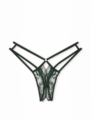 Green / Rose Victoria Secret Botanical Lace Crotchles Thong Underwear | XZQFM2368