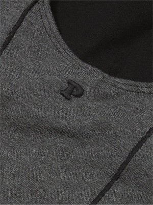 Grey Victoria Secret Charcoal Heather Cotton Scoop Top Sports Bra | ISPWY3749