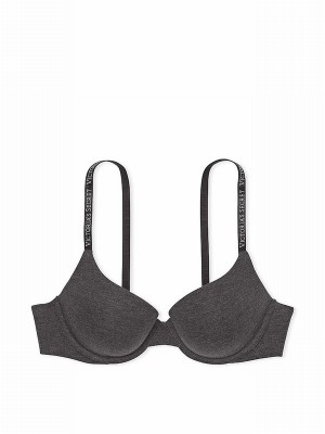 Grey Victoria Secret Charcoal Heather Full Cup Push Up Bras | LSAIQ1796