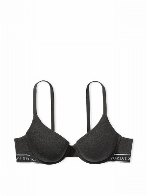 Grey Victoria Secret Charcoal Heather Lightly Lined Demi Bras | LGMKA2831