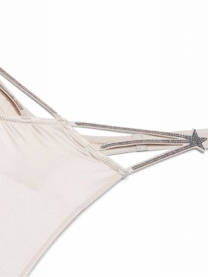 Grey Victoria Secret Delfin Thong Star Shine Underwear | KMRVB5823