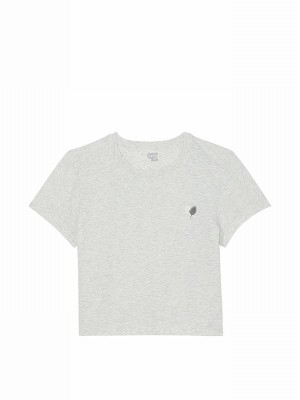 Grey Victoria Secret Heather Stone Crop Dreamer T Shirts | VTEJF6892