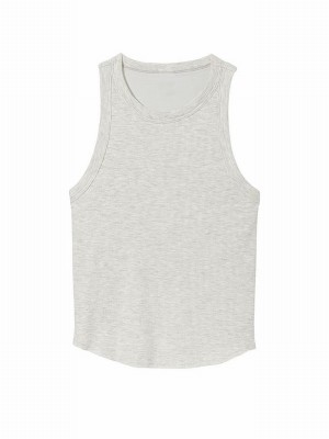 Grey Victoria Secret Heather Stone High Neck Shrunken Rib Tops | VWRUG8751