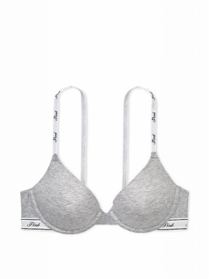 Grey Victoria Secret Heather T Shirt Cotton Logo Bras | OWZSF7209