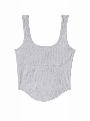 Grey Victoria Secret Medium Heather Cotton Corsetlette Lingerie | PHFLW2740