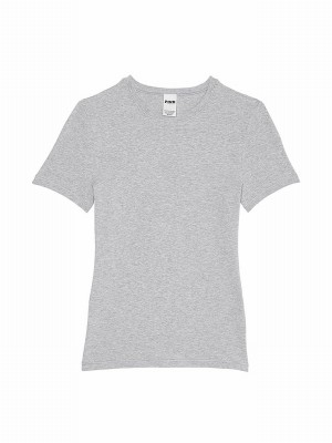 Grey Victoria Secret Medium Heather Cotton T Shirts | SWLEV1953