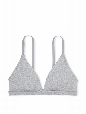 Grey Victoria Secret Medium Heather Cotton Trianglelette Bras | ZSQCI7459