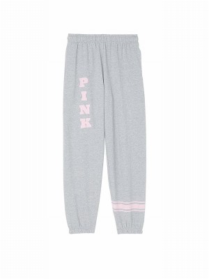 Grey Victoria Secret Medium Heather Cuffed Fleece Joggers | UWJZX9867