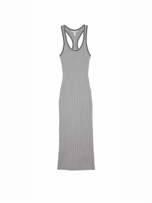 Grey Victoria Secret Medium Heather Logo Cable Knit Tank Slip Nightwear | URDCO0124