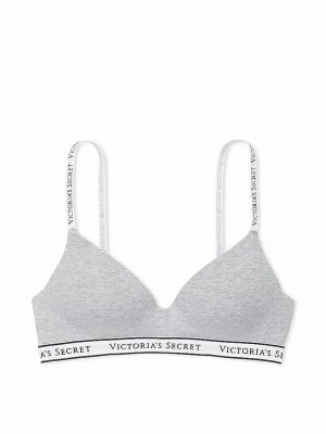 Grey Victoria Secret Medium Heather Non WiLightly Lined Bras | ABMHP8607