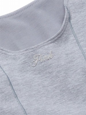 Grey Victoria Secret Medium Heather Shine Cotton Scoop Top Bras | JSANX1542