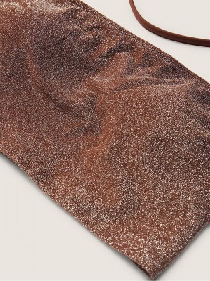 Grey Victoria Secret Soft Cappucino Strapless Shimmer Bikini Top | MZAXW9503