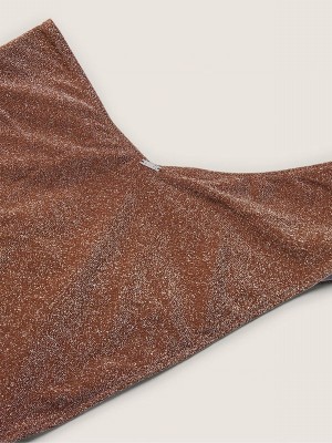 Grey Victoria Secret Soft Cappucinozilian Shimmer High Waist Cheeky Bikini Bottom | DCFPW1930