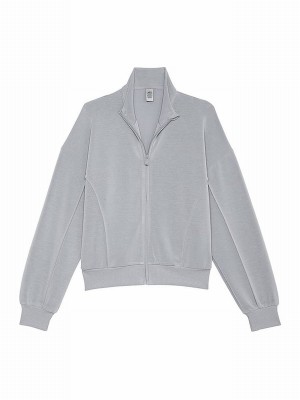 Grey Victoria Secret Starstruck VSX Featherweight Knit Full Zip Jackets | NVBRA0183