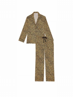Leopard Victoria Secret New Glam Leo Flannel Long Nightwear | CNIUJ6041