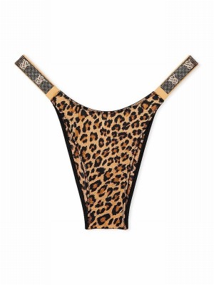 Leopard / Brown Victoria Secret Brazilian Shine Strap Underwear | IJPXN0128