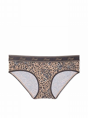 Leopard / Brown Victoria Secret Hipster Cotton Logo Underwear | DXYIW5986