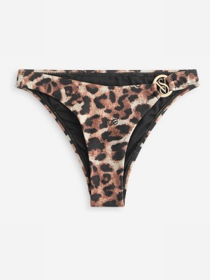 Leopard / Brown Victoria Secret Logo Hardware Brief Bikini Bottom | FAUVY5104