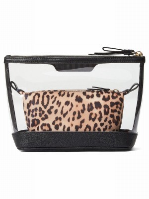 Leopard / Brown Victoria Secret Luxe AM/PM Duo Makeup Bag | HVRKN2964