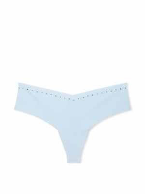 Light Blue Victoria Secret Thong Shine Trim Underwear | GHADE9237