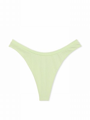 Light Green / Cream / Green / Blue Victoria Secret Lime Cream Denim Thong Underwear | MKVQY2394